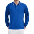 thumbnail image 1 of Camisa polo de golf de negocios de manga larga de ajuste regular para hombres en color sólido S azul real, 1 of 6
