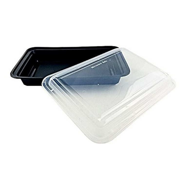 Choice 28 oz. Black 8 3/4 x 6 1/4 x 1 3/4 Rectangular Microwavable Heavy  Weight Container with Lid - 25/Pack