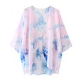 thumbnail image 6 of Trendfront Womens Tie Dye Kimono Cardigan Short Sleeve Open Front Lightweight Loose Fit Casual Summer Beach Vacation Layering Cover Up, 6 of 9