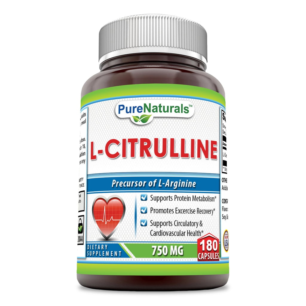 Pure Naturals L-Citrulline 750 mg Per Serving 180 Capsules Supplement
