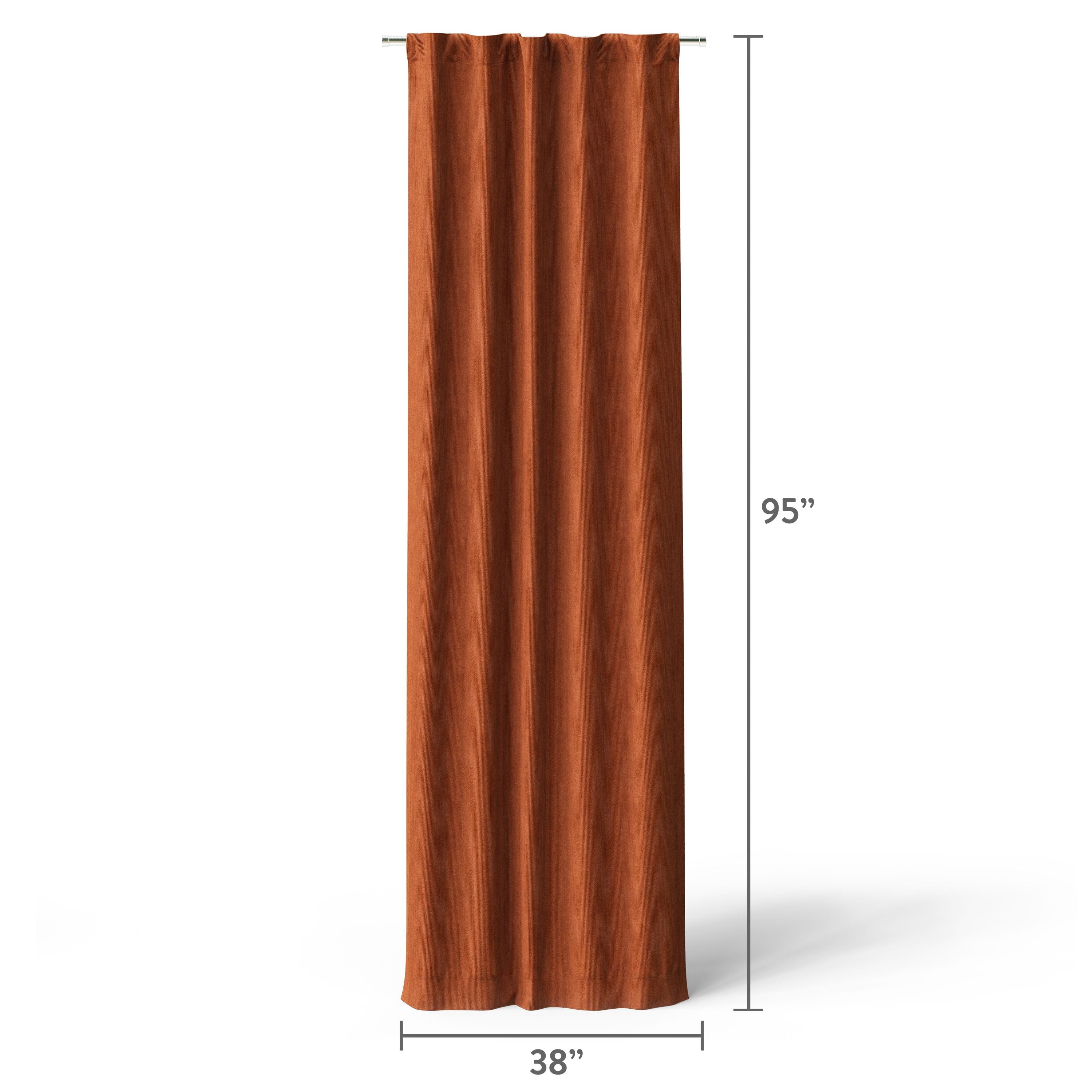 Mainstays Kids Orange Solid Ribbed Corduroy Blackout Rod Pocket with Back Tabs Single Curtain Panel, Set of 1, 38" W x 95" L