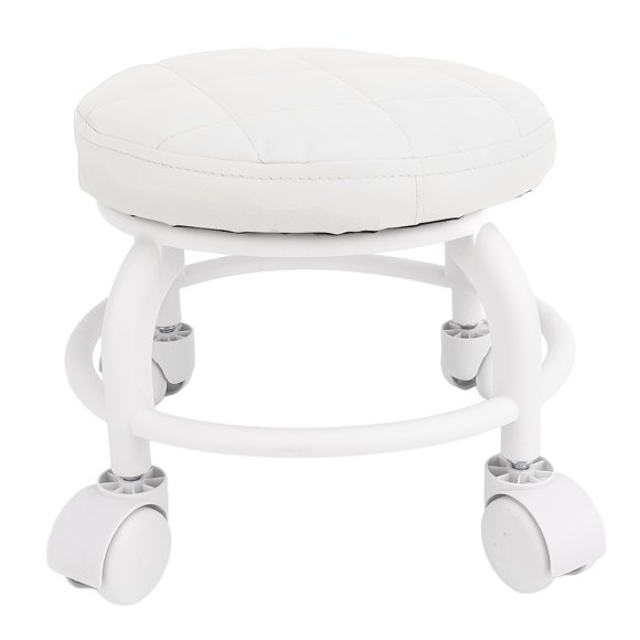 Pedicure Stool PU Leather, Low Rolling Stool, Garage Stool with Wheels, Low Roller , Mute Wheel Swivel Roller Chair for Home Office Shop