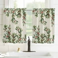 thumbnail image 3 of Christmas Kitchen Curtain 2 Panels Tiers Curtains 45 Inch Length, Xmas Botanical Pine Needle Berry Rustic Curtains Rod Pocket Curtains Window Drapes Treatment Window Cafe Curtains, 3 of 5