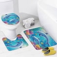 thumbnail image 4 of 4 Pcs Shower Curtain Sets Beautiful Underwater World Two Dolphins Shower Curtain Set with Rugs Sea Animals Underwater World Decorative Bathroom Decor Set for Bathroom Decor 72inch X 72inch, 4 of 8