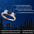thumbnail image 2 of Gem Stone King 18K Rose Gold Plated Silver Blue Sapphire and White Topaz Engagement Ring for Women | 2.30 Cttw | Round 6MM | Gemstone September Birthstone | Size 6, 2 of 6