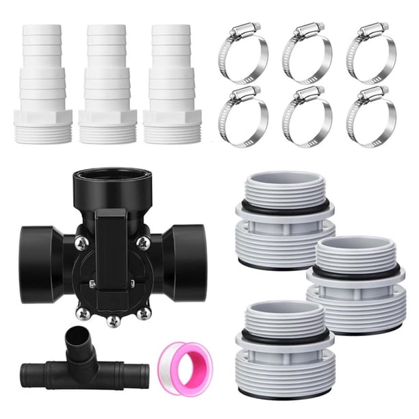 Kit de válvula desviadora de 3 vías para piscina, adaptador de manguera, conexión de mangueras para piscina, desviador universal prémium para piscinas Negro