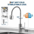 thumbnail image 2 of Studyset Stainless Steel Laundry Utility Sink, Freestanding Single Bowl Kitchen Sink with Hot & Cold Water Faucet, Built-In Wash Board, Drawer, Drain Basket, Dish Rack for Laundry Room, Garage, 2 of 8