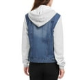 thumbnail image 3 of DARING DIVA Women's Layered Outerwear Hooded Denim Jacket XS Dark Blue, 3 of 6