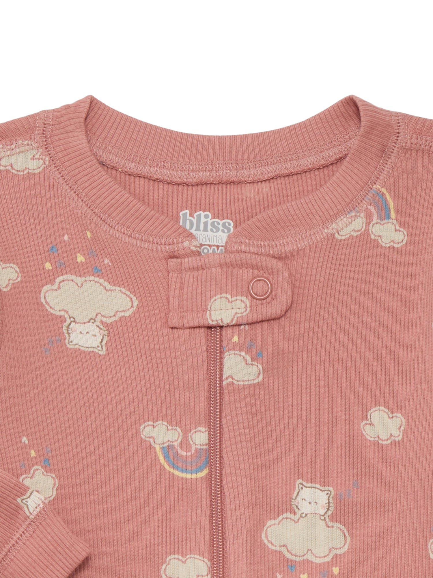 Bliss by Garanimals Baby Boys or Girls Cotton Layette One Piece Footed Sleeper Pajamas, Sizes Newborn-9 Months