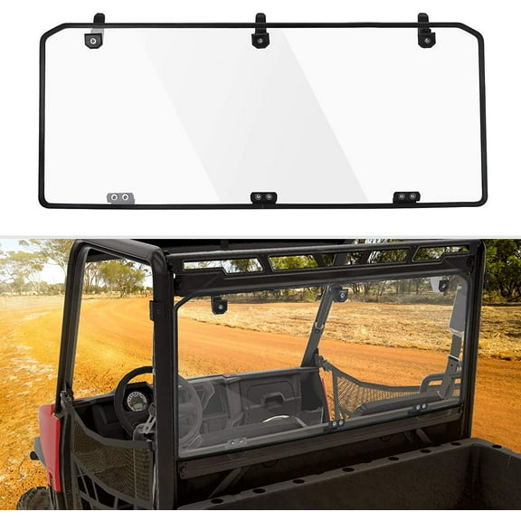 kemimoto UTV Rear Windshield Compatible with Polaris Ranger Midsize 500 /570 /570 Crew / EV 2017-2023