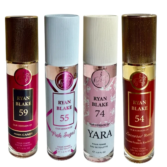 Ryan Blake Spray Perfume Set for Women – Elegant & Versatile Eau de Toilette – 1oz x 4 Travel Spray Bottles – Feminine Long-Lasting Fragrance Gift Set