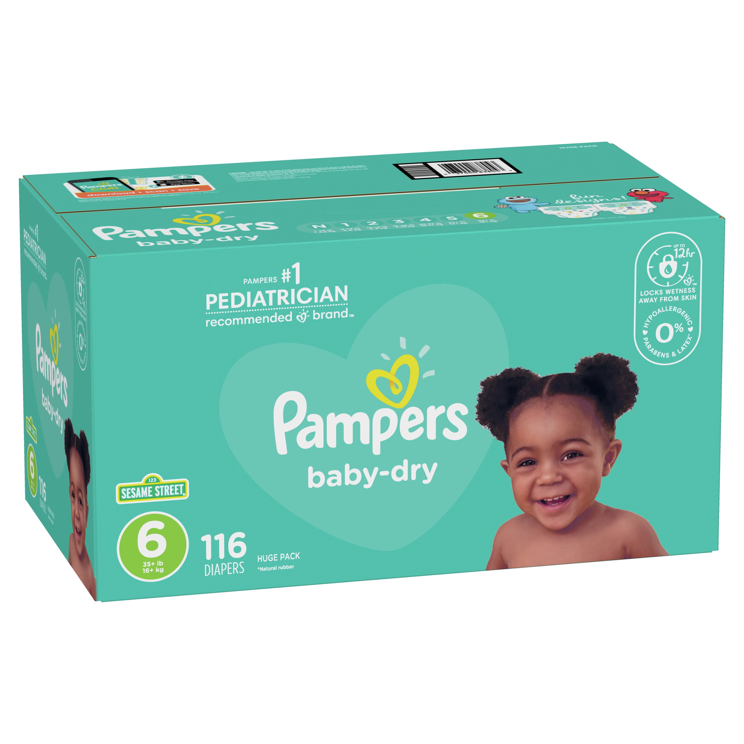 Pampers Baby-Dry Extra Protection Diapers, Size 6, 116 Count