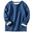 thumbnail image 6 of HAiming Kids Pullover Shirts Long Sleeve Ribbed Knit Fleece Crew Neck Casual Undershirts Fall Winter Outdoors Tops, 6 of 7