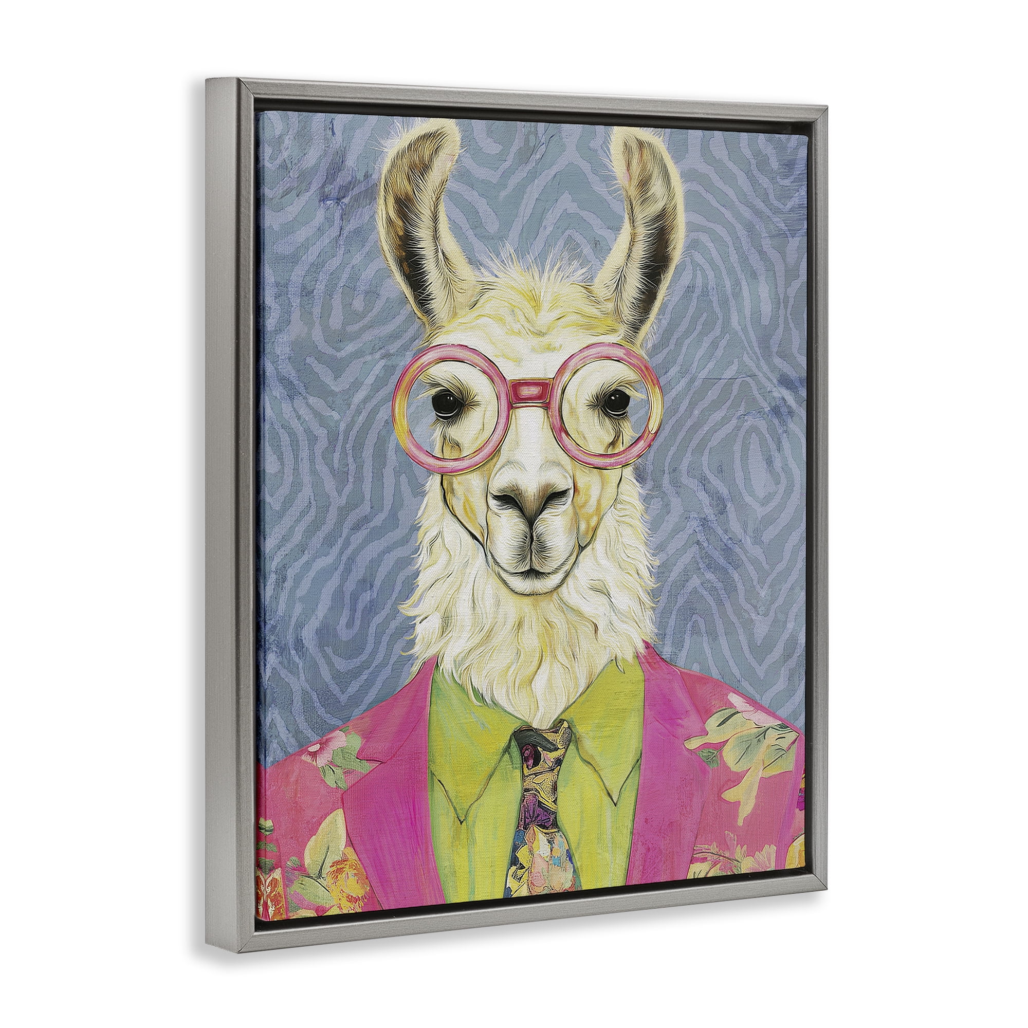 Stupell Industries Bright Gaze Llama Gray Framed Floater Canvas Wall Art, design by Svetlana Aleynikova