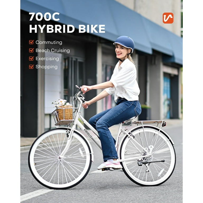 Hybrid Bike, 700c City Commute Cruiser Bike with 7 Speed
