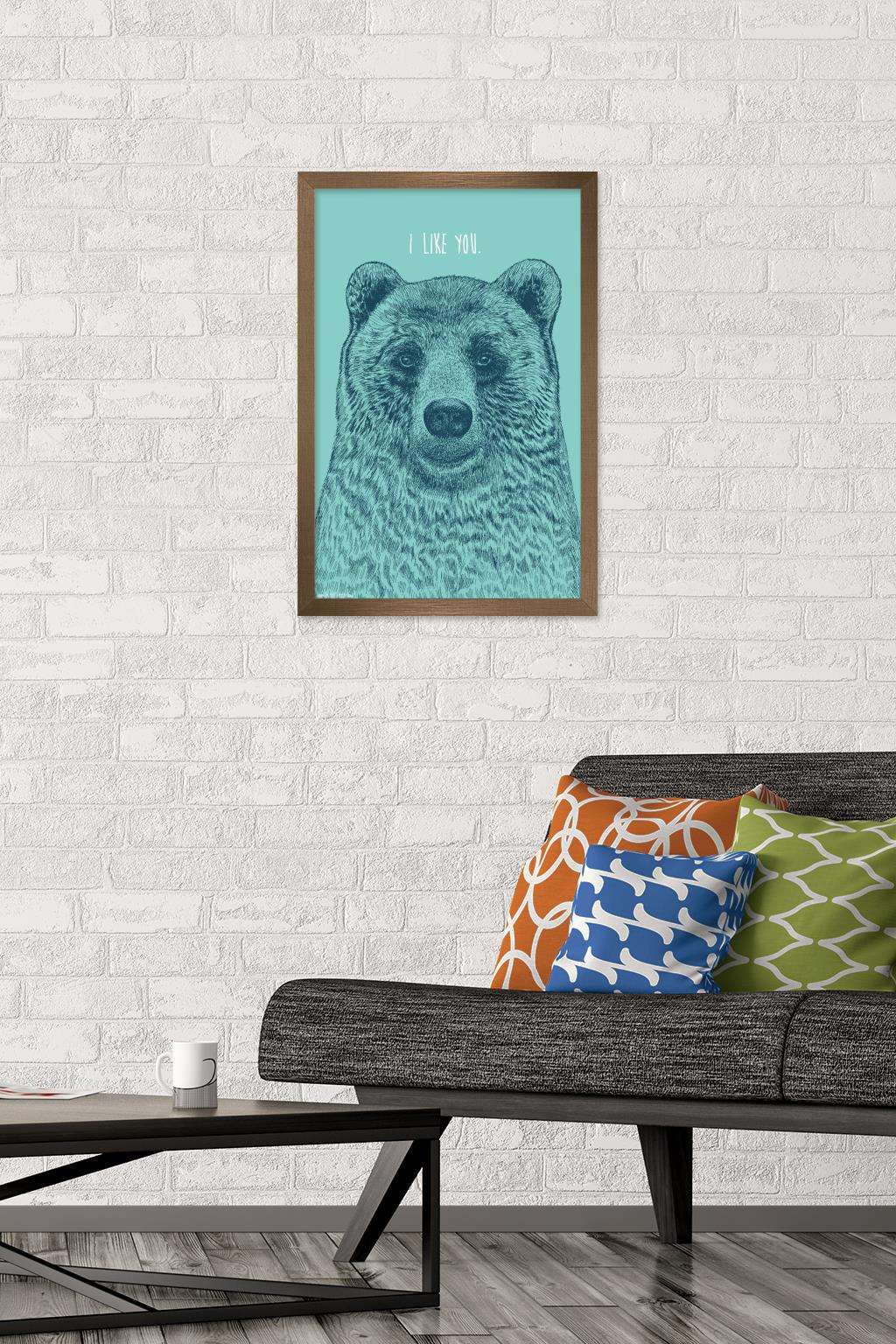 Rachel Caldwell - I Like You Bear Wall Poster, 14.725" x 22.375", Framed