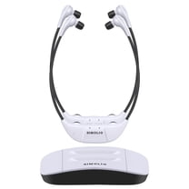 SIMOLIO Dual Wireless Headphones for TV Watching with Spare Battery for Seniors, Tone and Balance Control, Personal Sound Amplifier, 100 ft Work Range, No Audio Delay, SM-824D2-W (New)