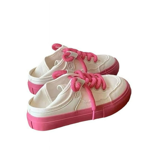 Women Canvas Sneakers Women's Platform Chunky Lace-Up Shoes with Thick Sole, Comfortable Casual Slip-On Shoes for Everyday Wear, Perfect for Spring, Summer, and Fall