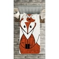 thumbnail image 3 of Ambesonne Fox Quilted Bedspread Set 2 Pcs, Cartoon Spiral Patterns, Twin Size, Dark Orange Black White, 3 of 3