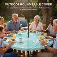 thumbnail image 3 of Round Outdoor Tablecloth with Umbrella Hole and Zipper, Teal Ombre Coastal Tablecloth with Elastic Waterproof, Nautical Beach Starfish Coral Summer Patio Table Covers for 31" - 35" Pool Tables, 3 of 9