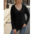 thumbnail image 2 of Weardear Womens Sweatshirts Lightweight Hoodie Fall V Neck Long Sleeve Pullover Sweaters with Front Patch Pocket, 2 of 6