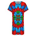 thumbnail image 4 of Colorful Stained Glass Design Women Nightgown Sleepwear Short Sleeves For Vacations Travels Nightgowns Women's Pajamas, 4 of 7