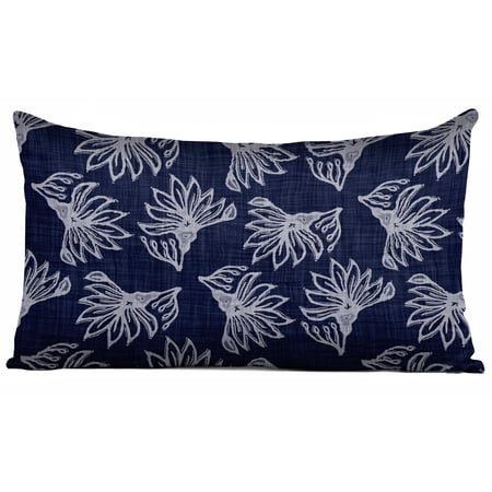 Vargottam Luxury- Printed Blue Theme Cushion Covers Decorative Pillow Covers Lumbar Throw Pillowcase -20x12 Inches