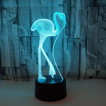 

JUSTUP Optical Illusion 3D Flamingos Night Light 16 Colors Changing USB Powered Remote Control Touch Switch Decor Lamp LED Table Desk Lamp Children Christmas Birthday Gift