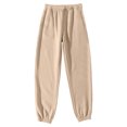 thumbnail image 2 of GEWSEY Womens Joggers Fleece Elastic Waist Baggy Sweatpants Trendy Cinch Bottom Joggers with Pockets Athletic Pants (Khaki, S), 2 of 4