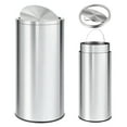 thumbnail image 3 of BouPower Stainless Steel Trash Can with Swing Lid,Removable Inner Bucket,Round Garbage Bin for Kitchen,Office,Garden Recycling,13 Gallon (50L), 3 of 7