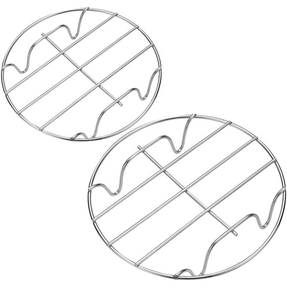 KAKOWELY 2 Pcs Petites Grilles de Rôtissage Rondes Grilles de Cuisson Grilles Vapeur Multifonctions,7.87"X7.87"X1.18 Pouces