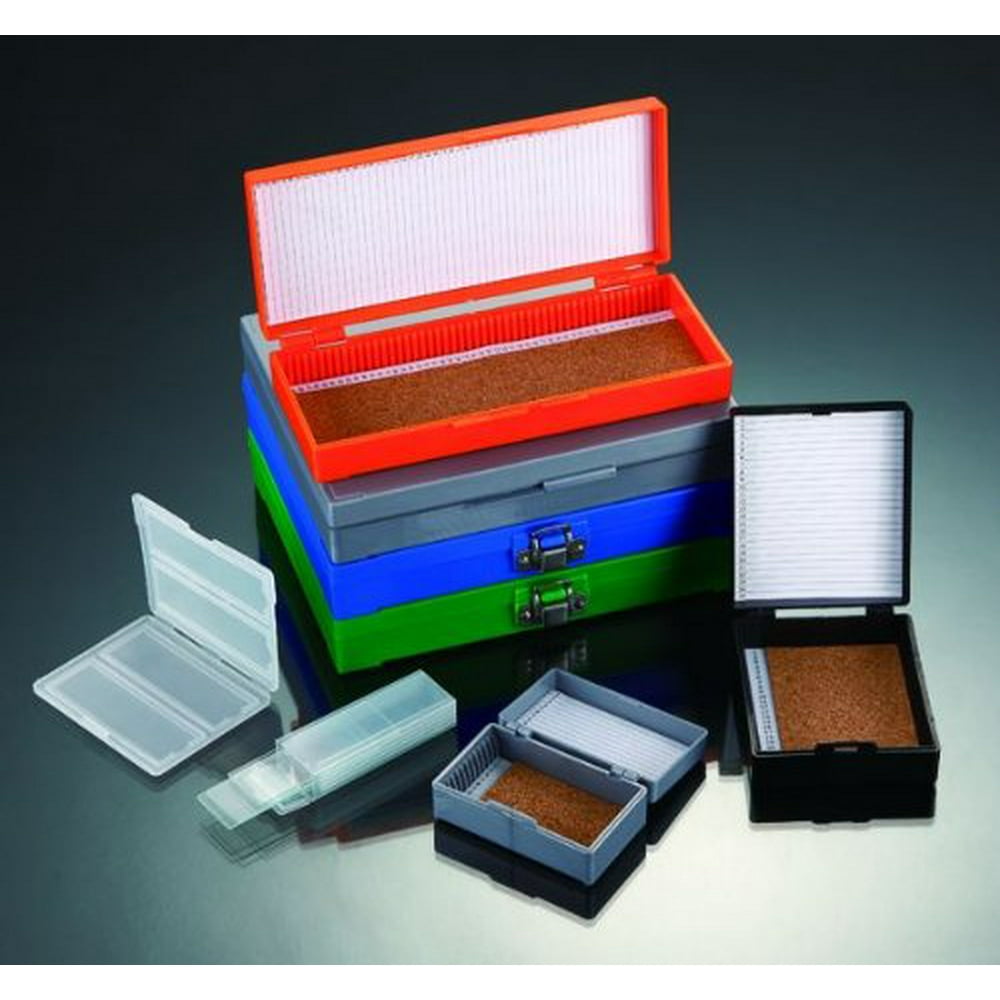 Plastic Storage Boxes for Microscope Slides, with Nickel Plated Clasp and Hinge Pin, Color