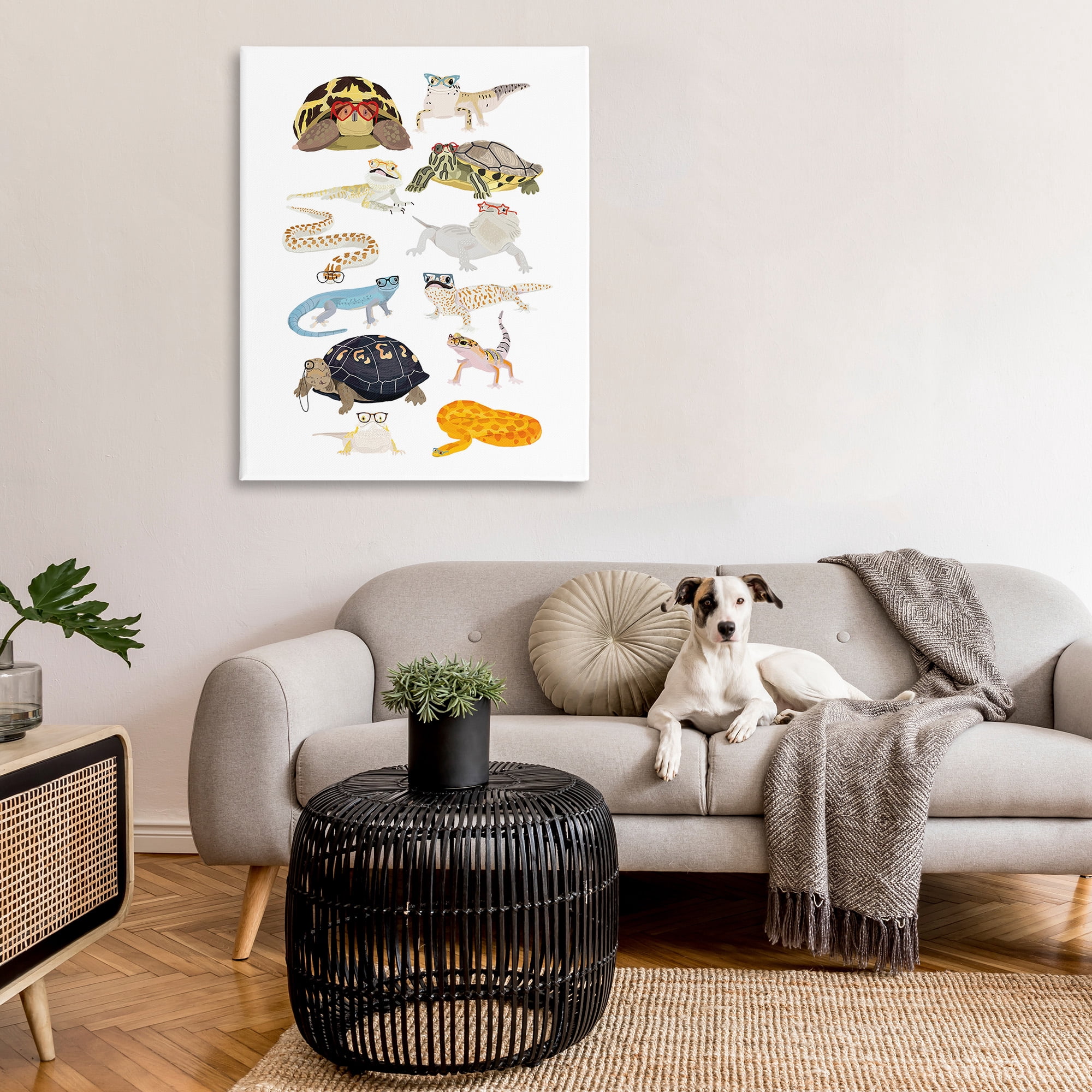 Stupell Industries Hipster Glasses Reptiles Animals & Insects Painting Gallery Wrapped Canvas Art Print Wall Art, 36 x 48