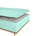 thumbnail image 3 of Zipper Fitted Sheet, (Olympic Queen Size 66x80) 10 Inch Deep Pocket, 100% Egyptian Cotton, 800 TC, Stripe Aqua Blue Color., 3 of 7