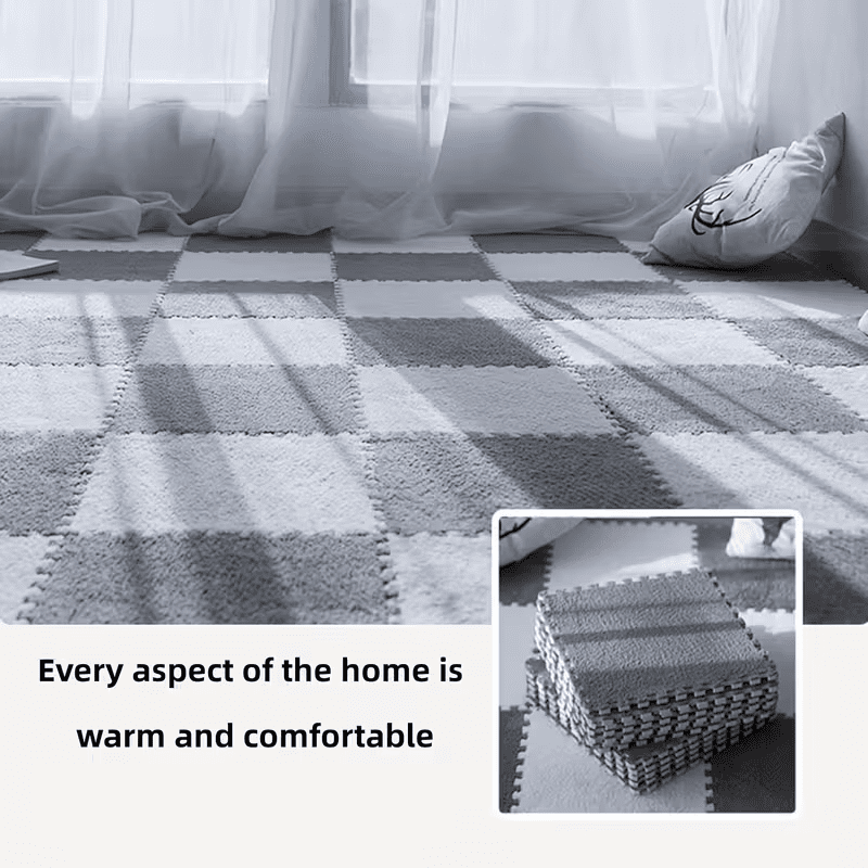 GtuiBugt Carpet Squares Puzzle Mat Plush Interlocking Foam Anti Slip 20 Pack 11.8 x 11.8 Inch
