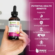 Maxx Herb Pau D'Arco Extract with Dandelion & Red Clover, Liquid Herbal Tincture Drops, 4 Fl Oz