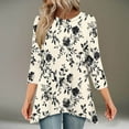thumbnail image 3 of HomeGardon 3/4 Length Sleeve Womens Tops Summer Tops for Women Fashion Printed T-shirt 3/4 Sleeves Blouse Round Neck Casual Blouses,S-XXL, 3 of 7