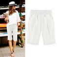 thumbnail image 3 of Scyoekwg Capris Pants for Women Knee Length Bermuda Shorts Casual Summer Baggy Dressy Shorts with Pockets White,XXL, 3 of 7