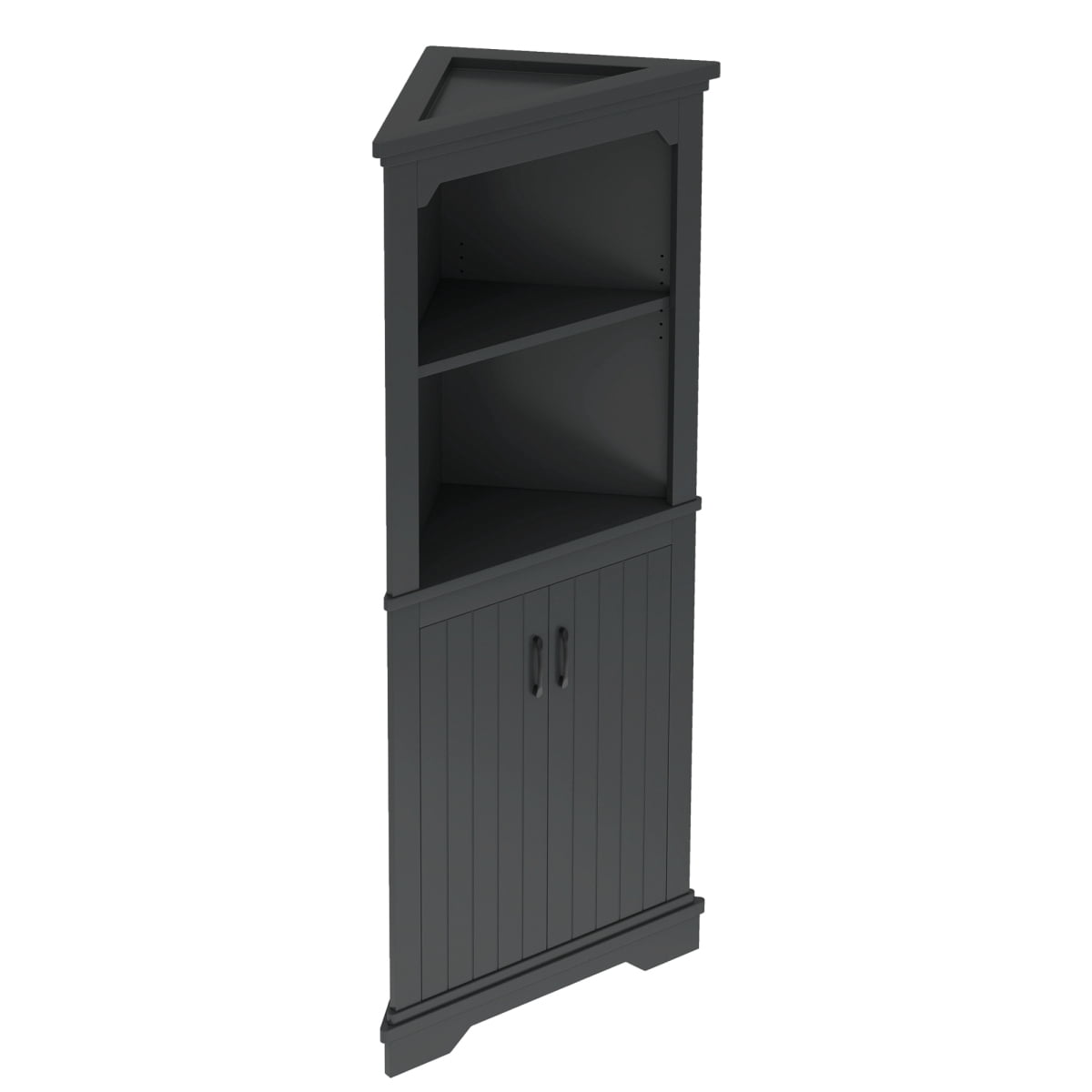 Tall Corner Cabinet with Doors for Living Room, 69.4" Storage Cabinet with Open Shelves, Space-Saving Corner Storage for Bathroom Dining Room Kitchen, Black