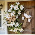 thumbnail image 4 of SIYTUAU Easter Wreath With Cross Garland Artificial Cream Lilies And Foliage Spring Door Decor For Religious Festive Home, 4 of 7