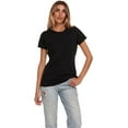 thumbnail image 3 of SOCKS'NBULK 12 Pack of Womens T-Shirts in Bulk, Cotton Blend Crew Neck Scoop Short Sleeve Tees Black Colors Bulk, 3 of 6