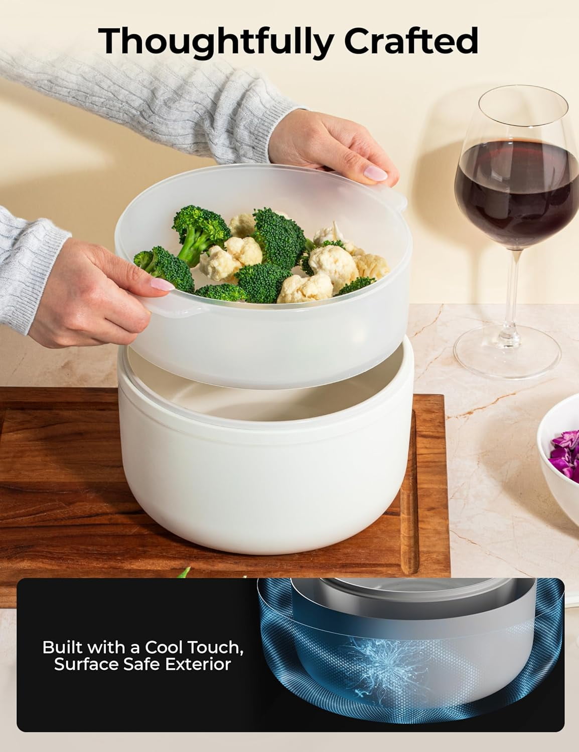 Ceramax Electric Hot Pot 2.5L Nonstick Ceramic Skillet Pan Mini Cooker with Lid Steamer for Frying Eggs Ramen Rice Saute