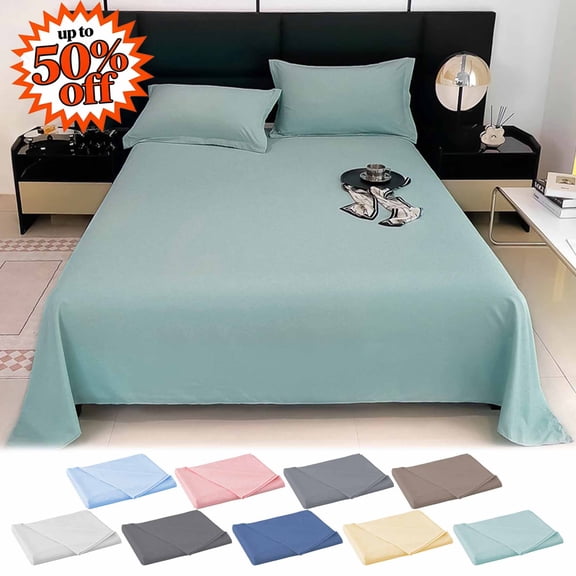 FEOLGEHLY Small/Twin/Full/Queen Sheets 91x87in Brushed Microfiber Flat Bed Sheets Only Sofa Bed Cover Washable Wrinkle Free Deep Pocket Sheets Stain Resistant Breathable Cooling Bed Sheets(Black)