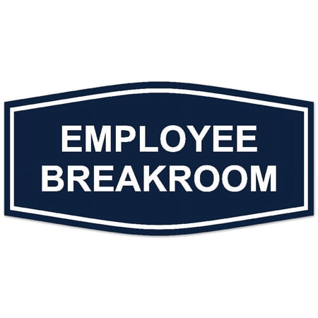 Signs ByLITA Fancy Employee Breakroom Sign - Laser-Engraved Lettering | Durable ABS Plastic | Vibrant Colors | Powerful Foam Tape (Navy Blue / White) - Large