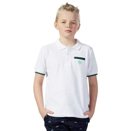 Leo&Lily Big Boys Casual Sports Cardigan Polo Shirt Contrast color Short