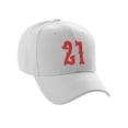 thumbnail image 4 of Daxton Structured Baseball Hat Cap Curved Visor Vintage Custom Number, White Hat, Red Number 21, 4 of 4