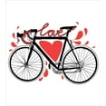 thumbnail image 3 of Love Duvet Cover Set, Bike Illustration Heart and Drops Modern Hipster Fashion Retro Art, Decorative 3 Piece Bedding Set with 2 Pillow Shams, King Size, Orange Black, by Ambesonne, 3 of 3