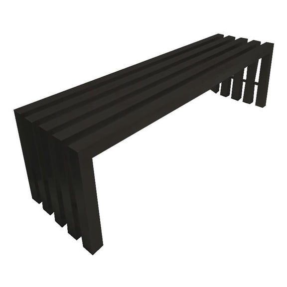 Benjara Namo 58" Accent Bench- Modern Slatted Design- Rectangular- Black Steel