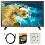 LG 24LQ520S-PU 24 inch Class LED HD Smart TV with webOS Bundle with Deco Gear 6FT 4K HDMI 2.0 Cable, 6-Outlet Surge Adapter with Night Light and 1 YR CPS Enhanced Protection Pack