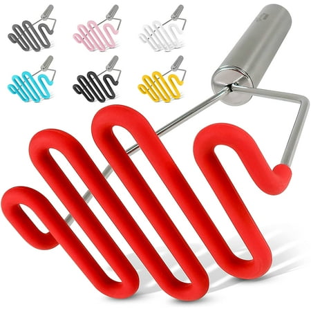 

Kitchen Non-Scratch Potato Masher Kitchen Tool - Durable Stainless Steel Wrapped In Premium Silicone Mashed Potatoes Masher(Red)